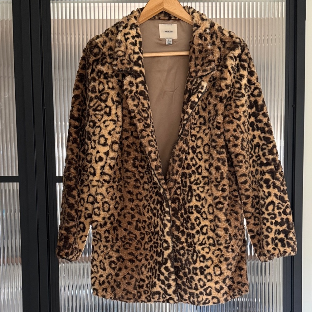 Zara Leopard Print Teddy Coat - Brown